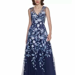 Eliza J Navy Blue Floral Maxi Dress